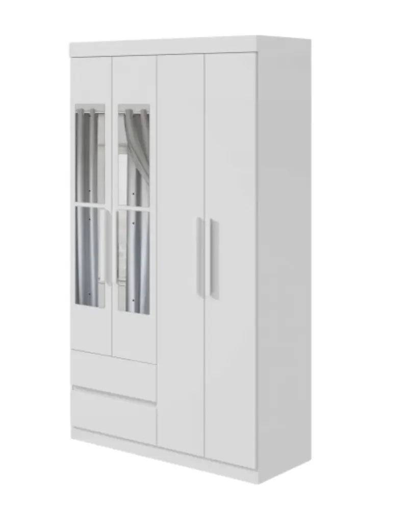 GUARDA-ROUPA LOPAS ZEUS 4 PORTAS 2021 COM ESPELHO E COM PÉS PVC