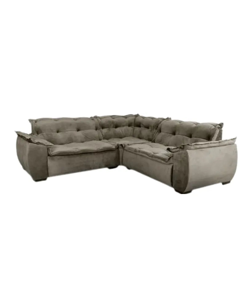SOFA CANTO MARQUES HOME PLUS 3 PEÇAS VELUDO